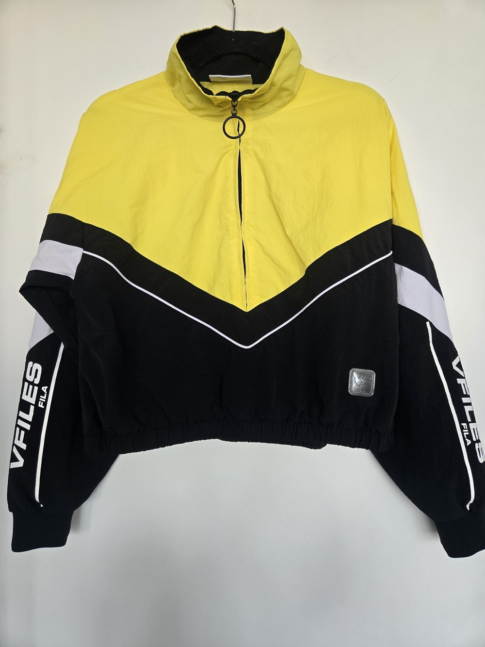 FILA x VFILES Yellow Black Cropped Windbreaker Jacket L